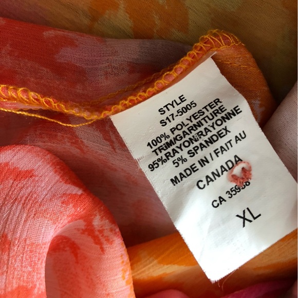 Bellina Floral Print Chiffon Button Up Shirt Size XL - Picture 8 of 10